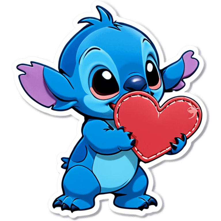 Stitch giving a kiss with a heart emoji