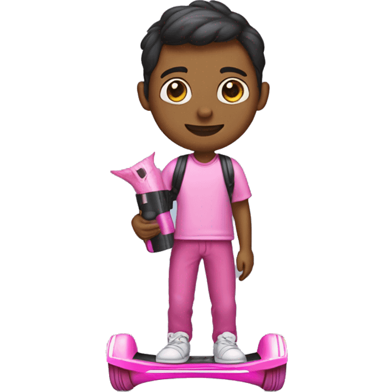 Person on hoverboard holding a pink bat emoji