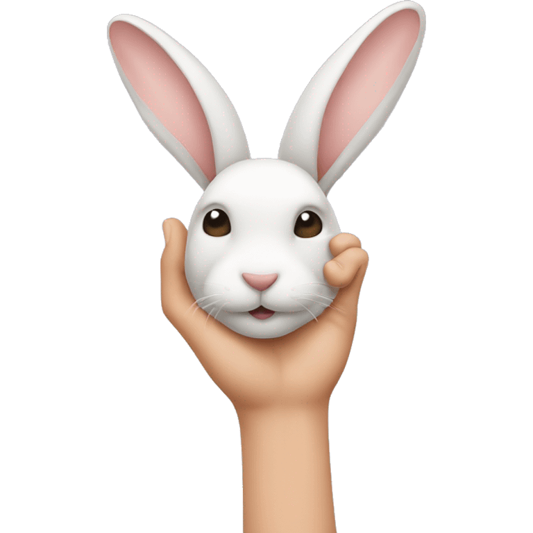 human hand hold rabbit by ears  emoji