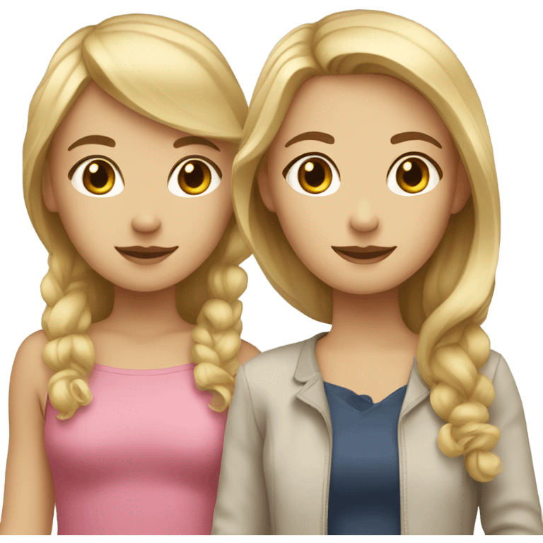 Blonde haired girl with a brown haired girl  emoji