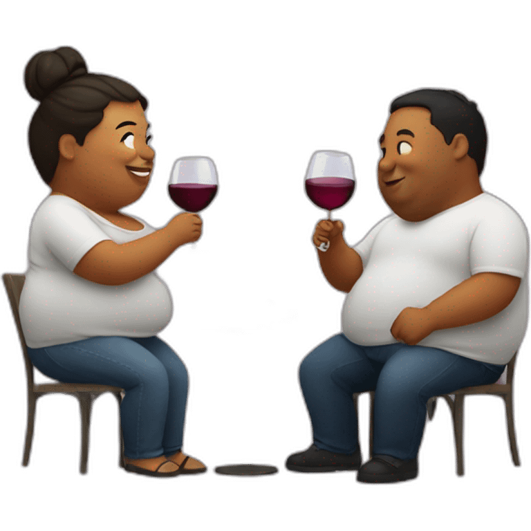 overweight couple drinking wine emoji