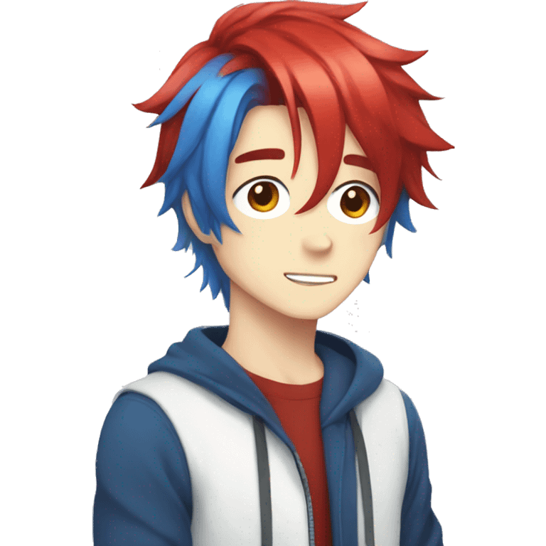 blue and red hair anime guy  emoji