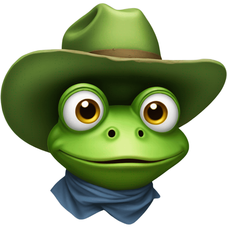 Frog with a cowboy hat making a confused face emoji