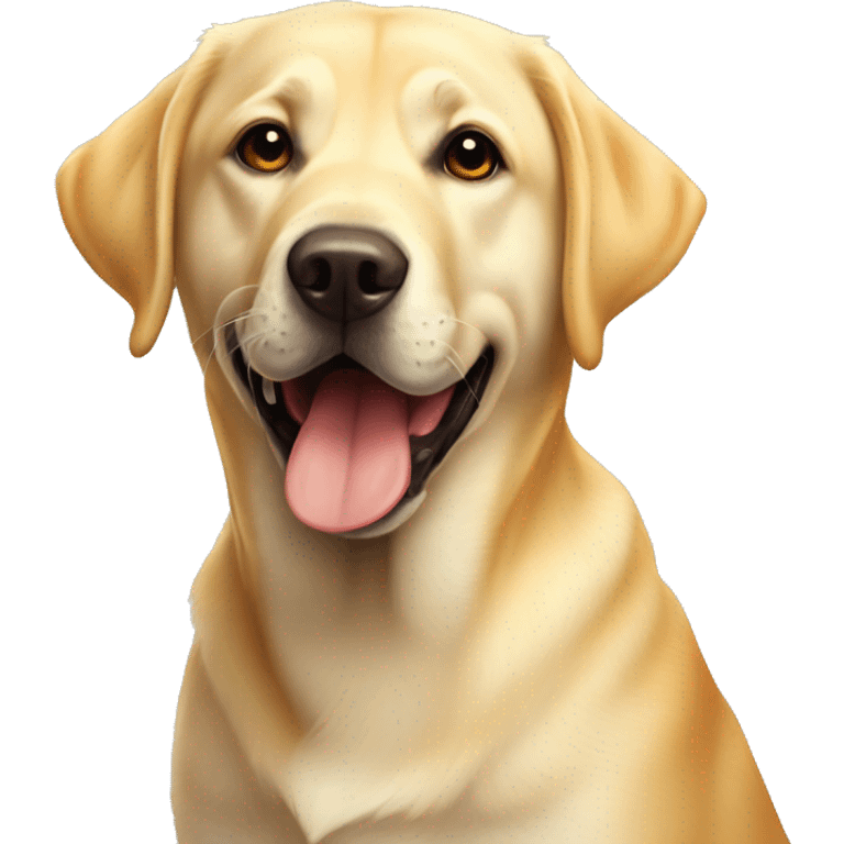 Yellow lab with orange ball that has dimples in the ball  emoji