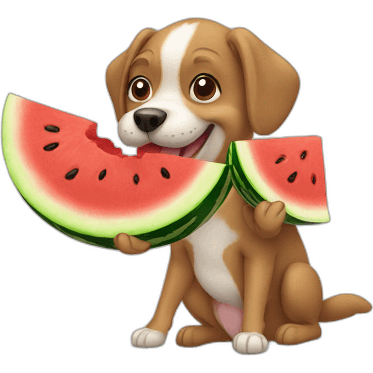 dog eating watermelon emoji