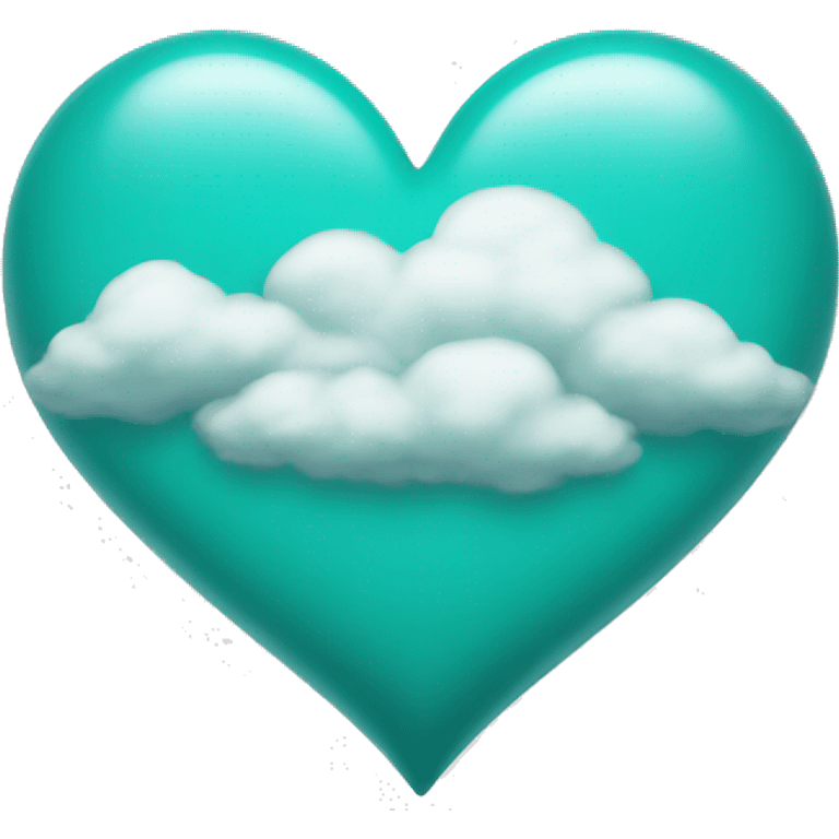 Teal heart with clouds around it  emoji