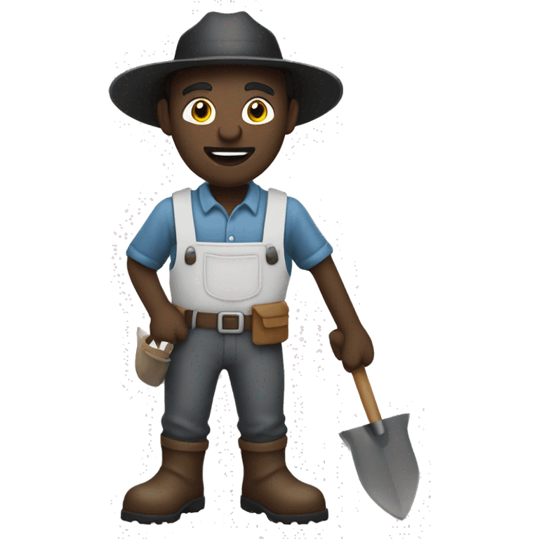 black and white combo colour farmer with tool in hand. emoji