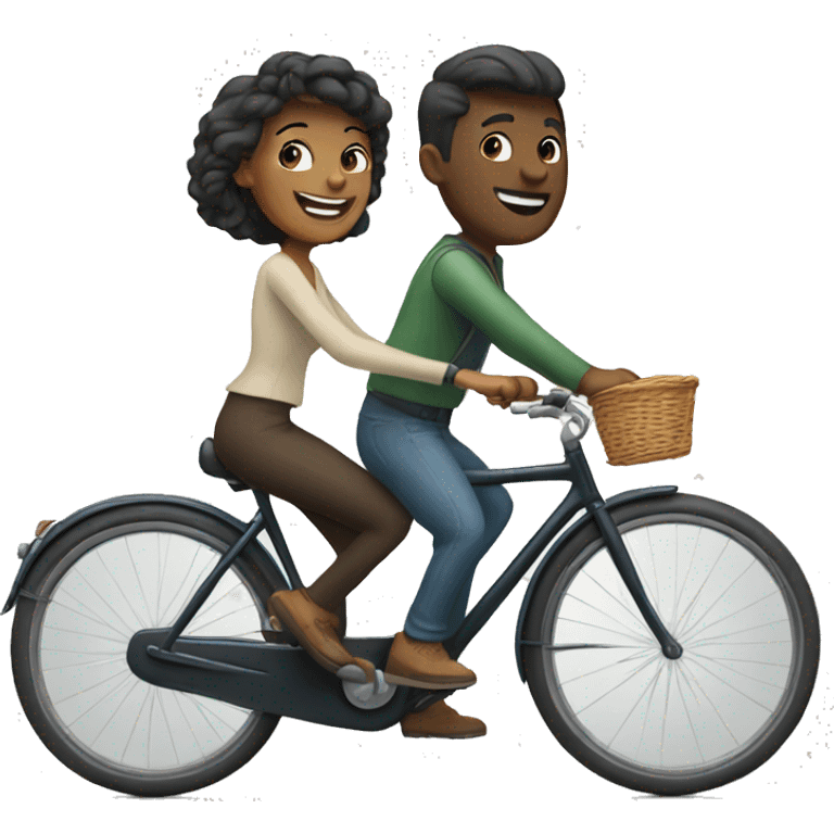 Happy couple riding bicycle emoji