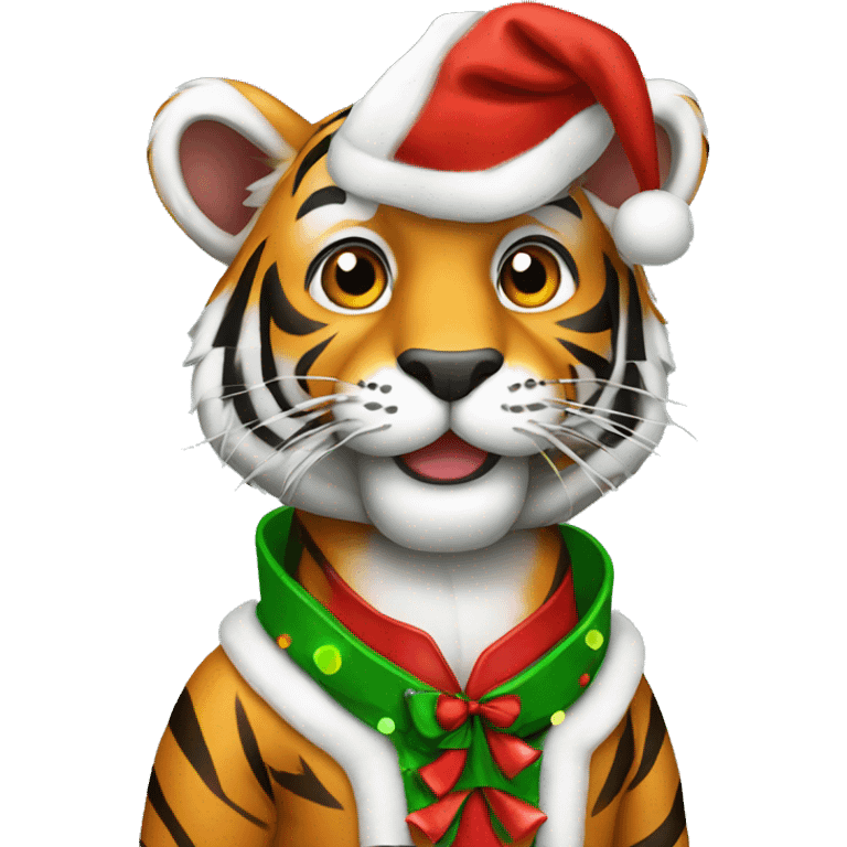 tiger wearing Christmas outfit  emoji