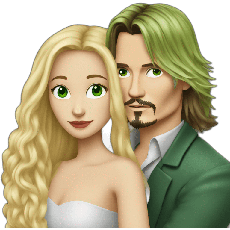 Johnny Depp hug blond woman with green eyes amd very very very long hair emoji