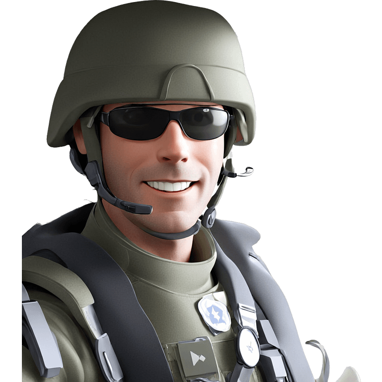 smiling pilot in military uniform emoji