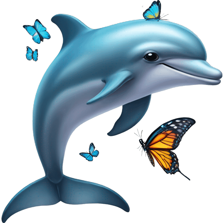 Dolphin & butterfly  emoji