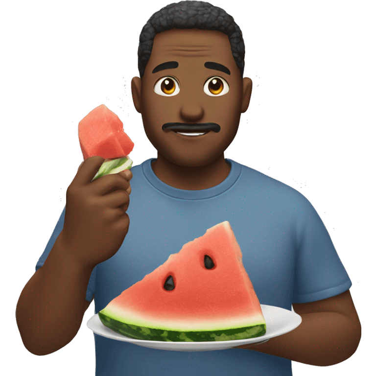 man eating chicken and watermelon emoji