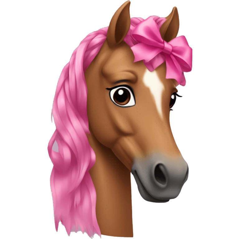 Horse with rosa hair bow emoji