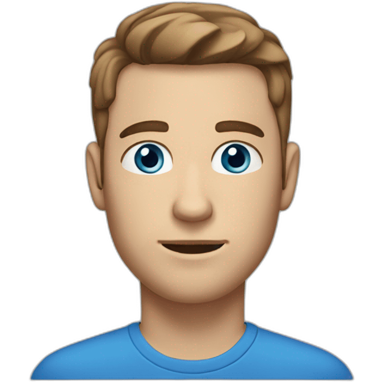 White man with brown hair and blue eyes stuble on face working emoji