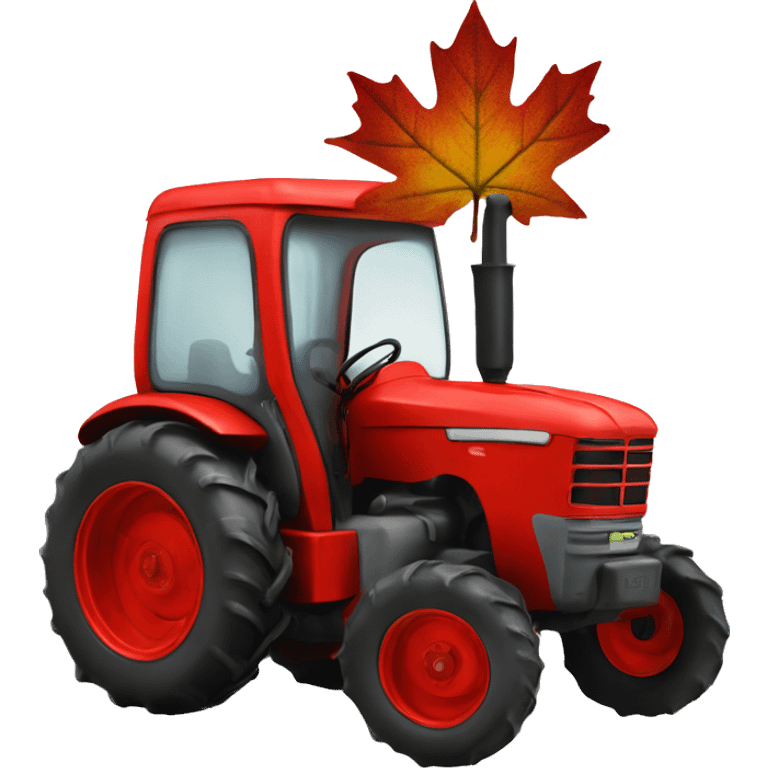 Red Tractor with a maple leaf in the backgound emoji