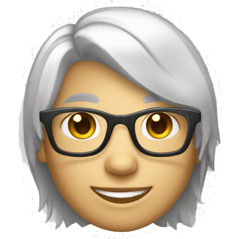 blanc cheuveux gris a lunette emoji