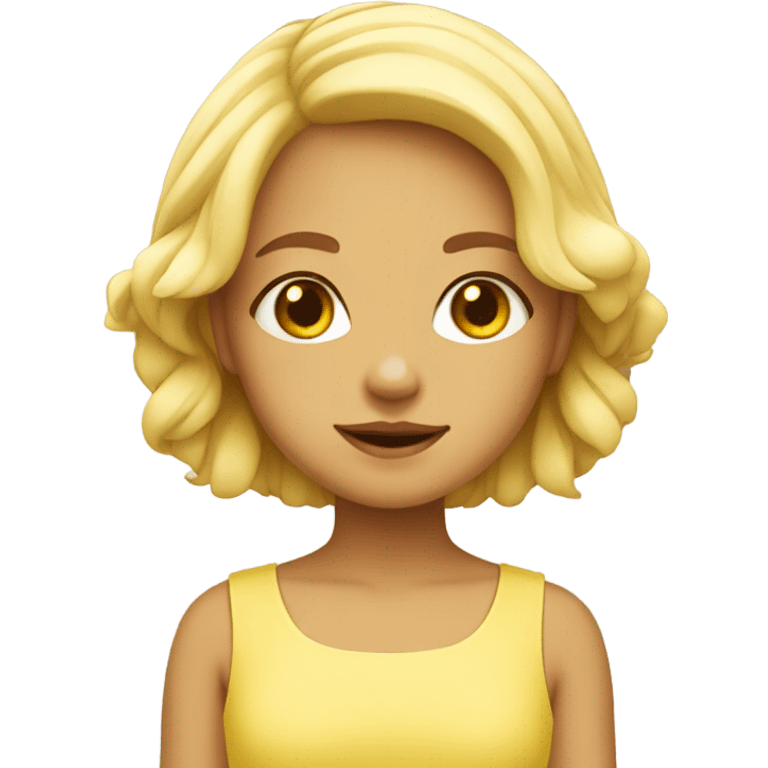 Yellow blossom girl white/tan skin cute  emoji