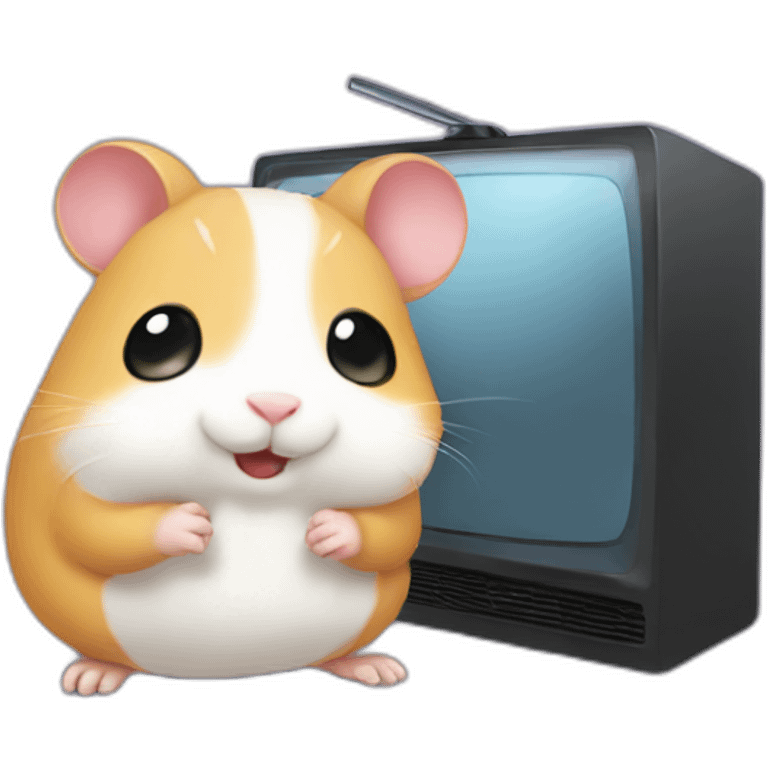 cute hamster playing tv game and do live stream emoji