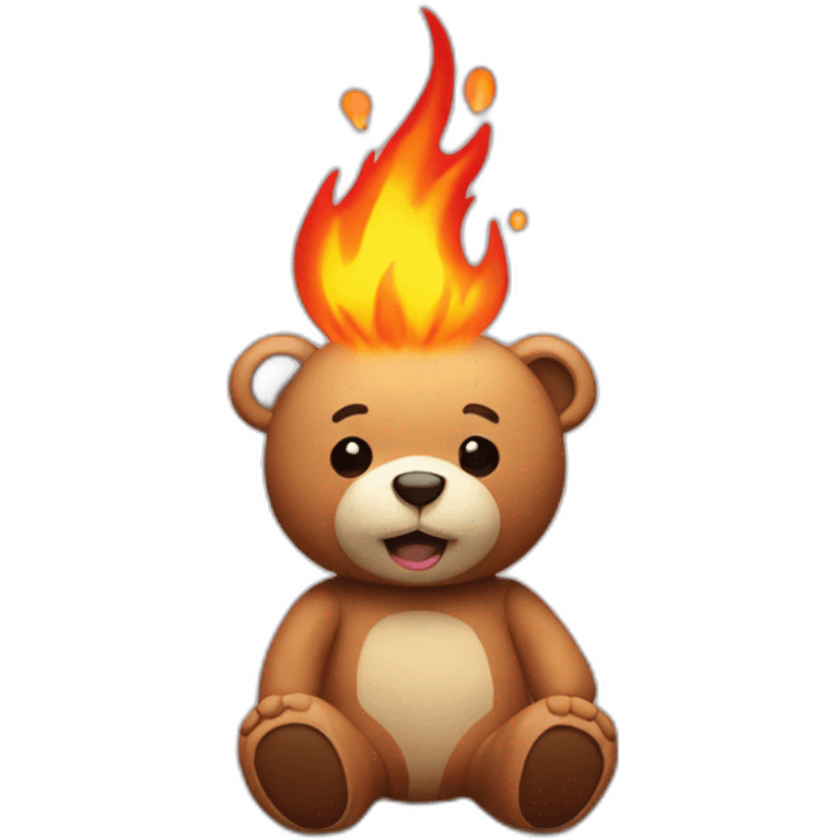 Teddy on fire emoji