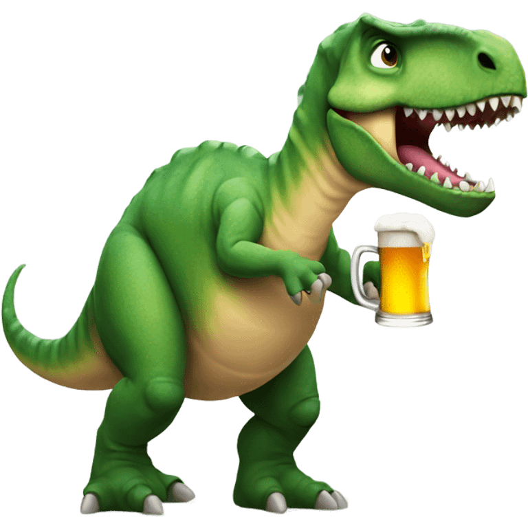 Dinosaur holding a beer emoji