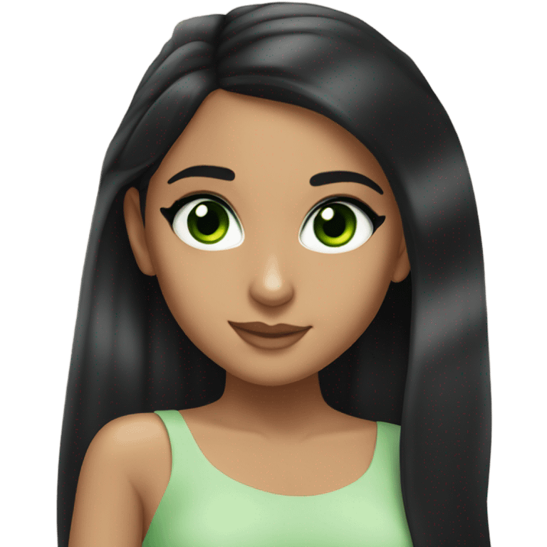 ariana grande with black hair and green eyes emoji