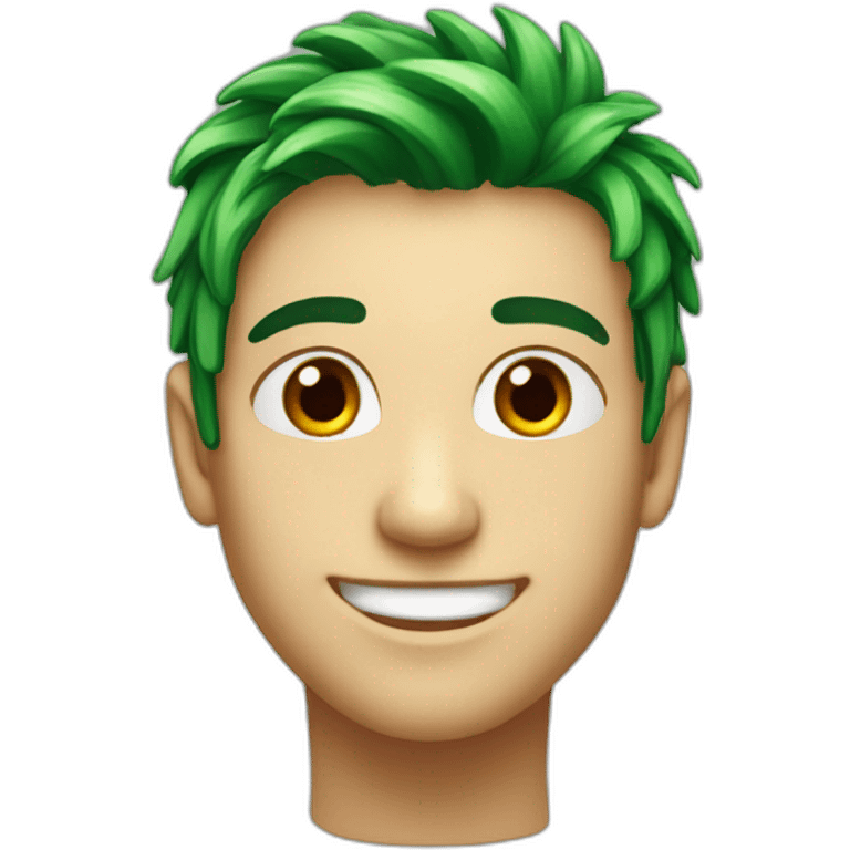 Green hair and red eyes and so happy  emoji