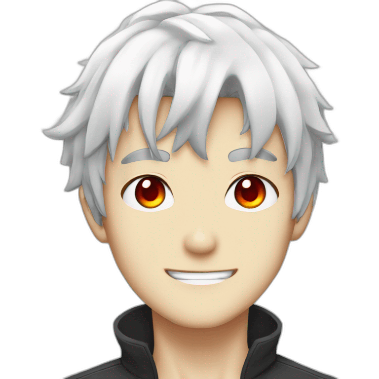 White haired anime boy with red eyes emoji