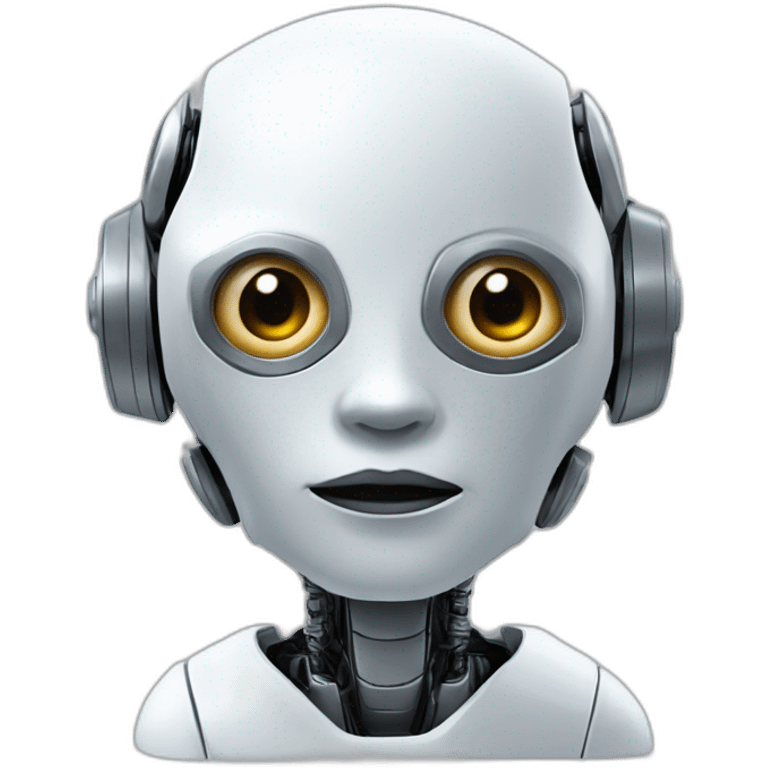 Futurstic robot with human face with skin emoji