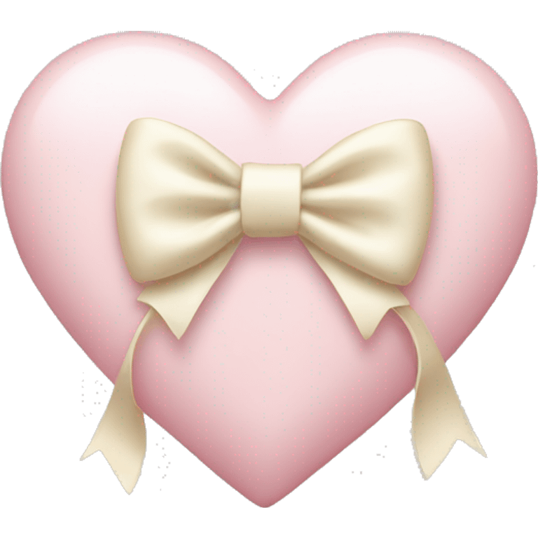 light pink heart with cream bow emoji