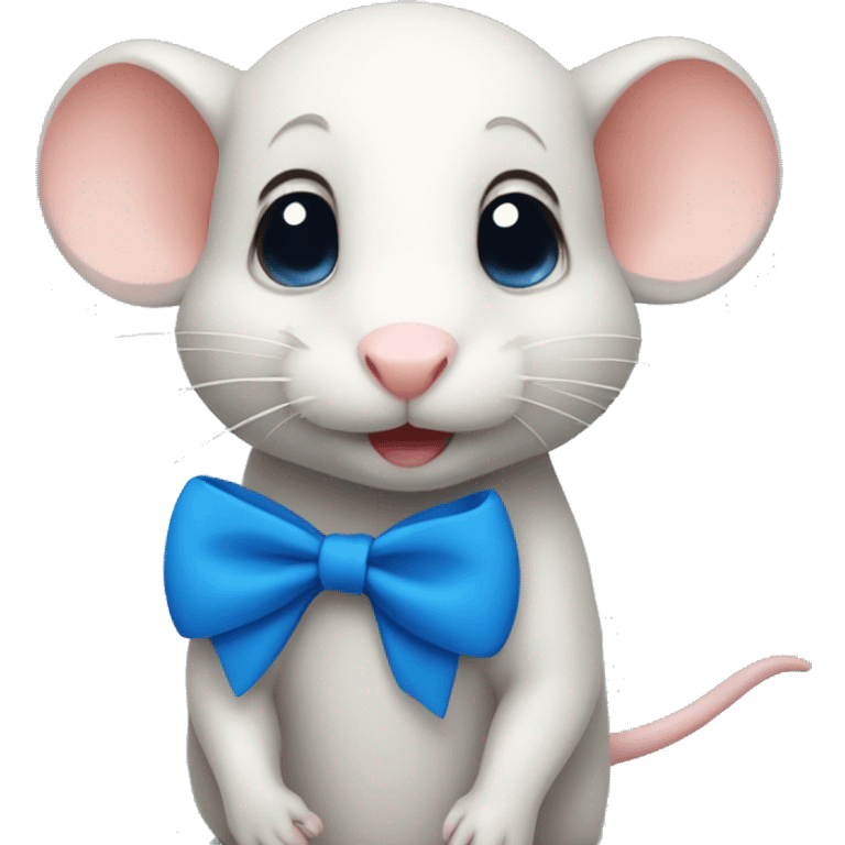 A very cute rat with a blue bow emoji