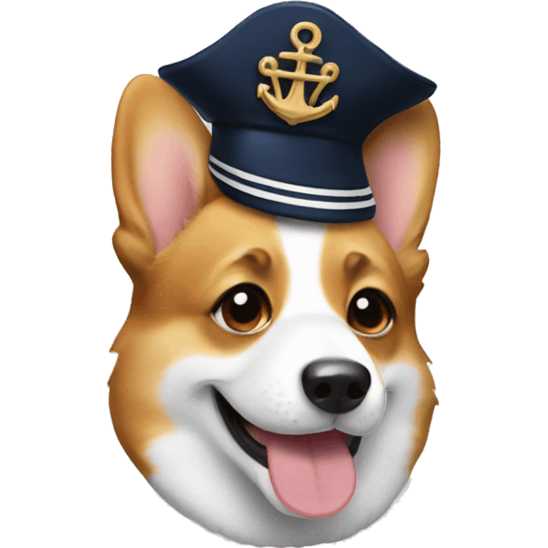 corgi face with a sailor hat emoji