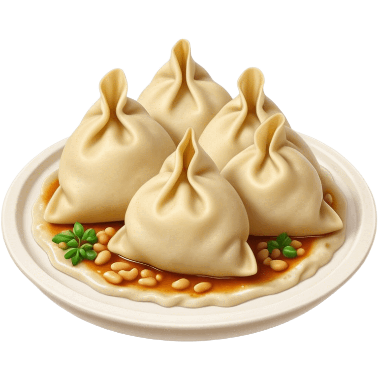 Cinematic Realistic Pierogi Dish Emoji, depicted as tender dumplings filled with savory ingredients rendered with lifelike textures and warm, inviting lighting. emoji