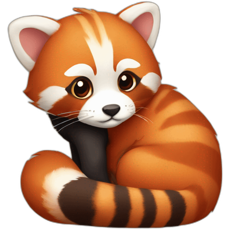 red-panda-cuddling-tabby-cat emoji