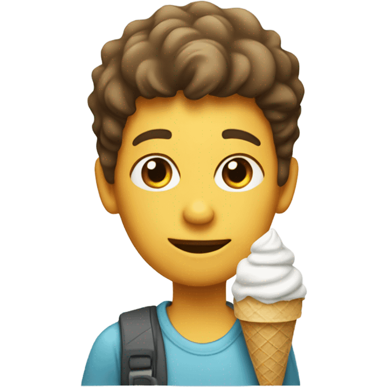 A boy with a cone of ice cream  emoji