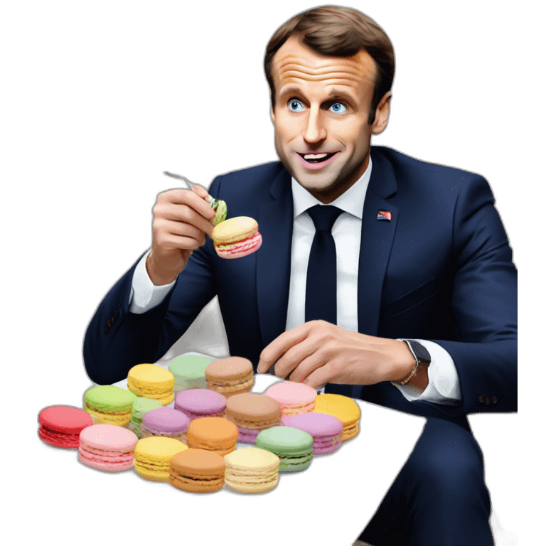 emmanuel macron eating macaron emoji