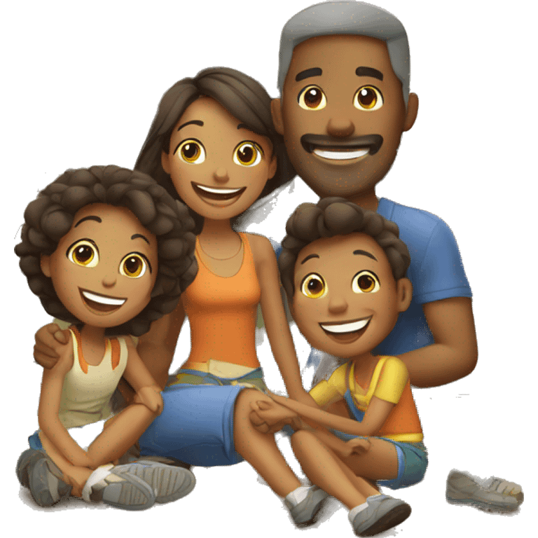 happy family on camping emoji