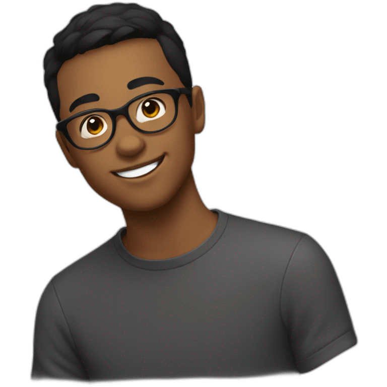 young man with round glasses and black short hair emoji