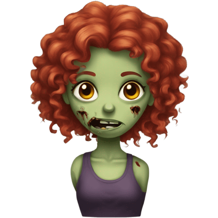 Zombie girl , red curly hair ,with hands emoji