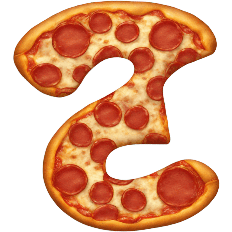 Pepperoni pizza in the shape of a Q emoji