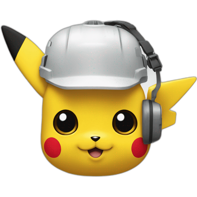 Pikachu con casco blanco de ingeniero emoji