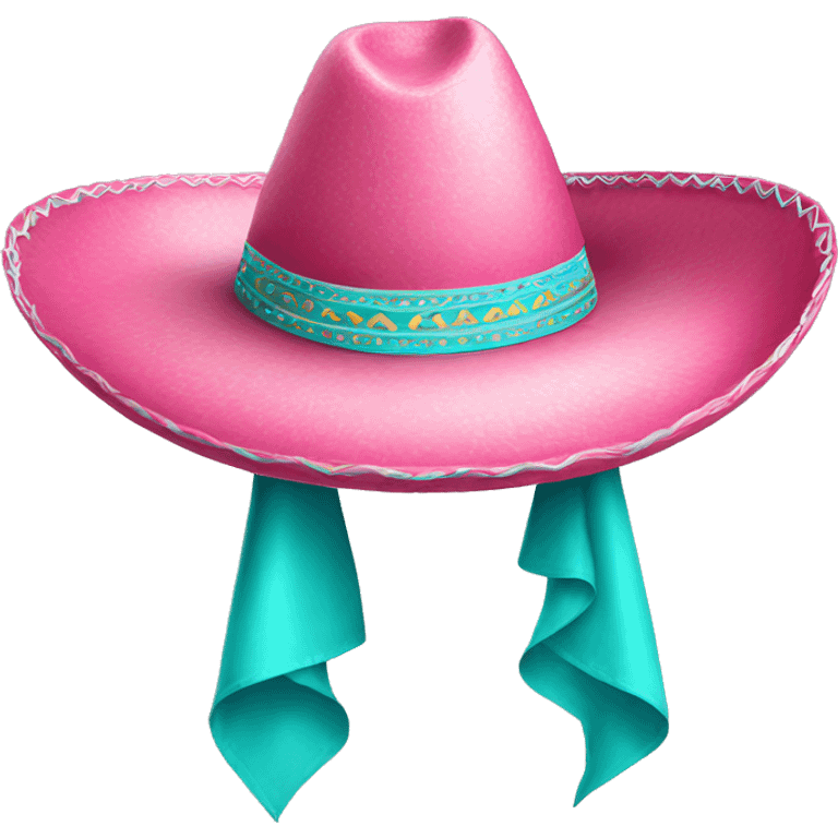 Realistic isolated pink and turquoise  sombrero  emoji