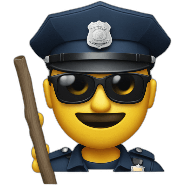 police officer with sunglasses and a stick emoji