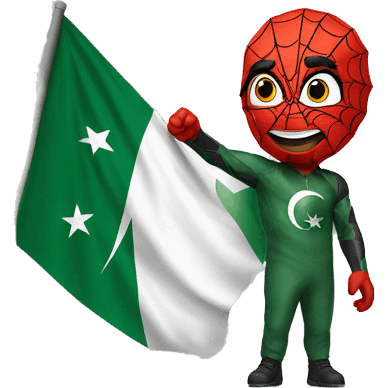 Spider-man waving Pakistan flag in hand emoji