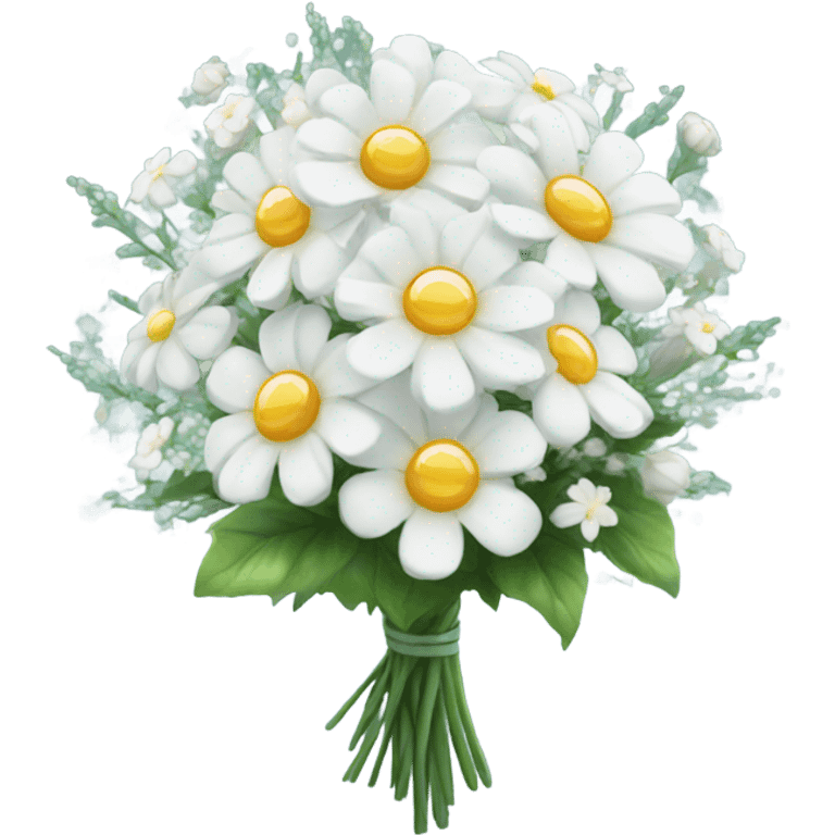 magical sparkling white flower bouquet  emoji