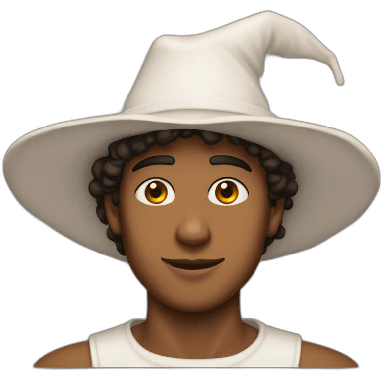 God ussop; 18 years old ;proud;brown man; very long nose; long white hat emoji