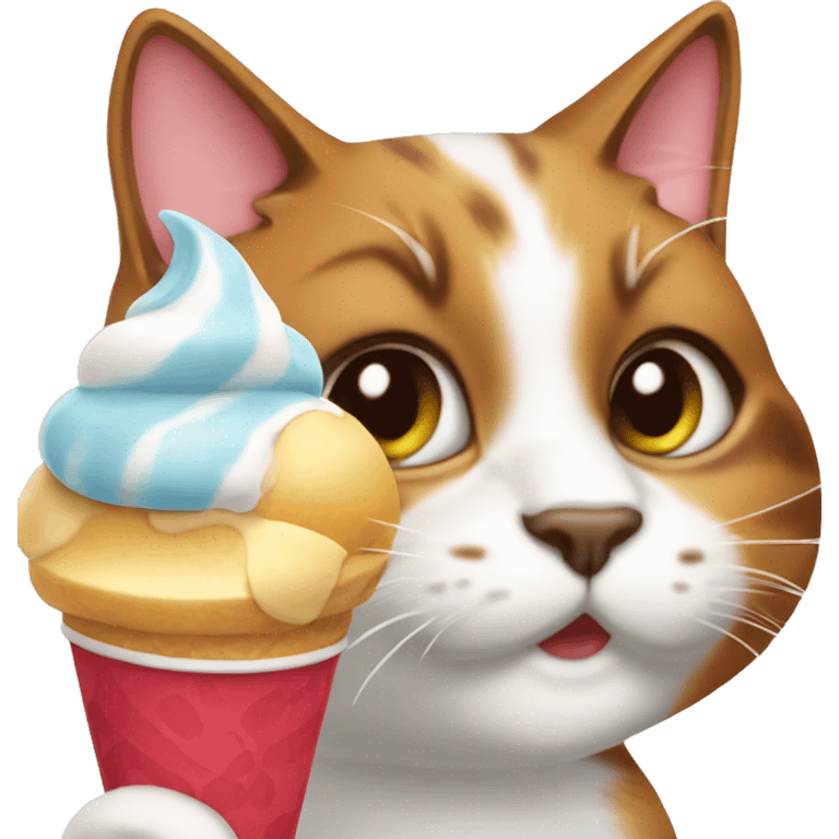 calico cat with icecream sundae  emoji