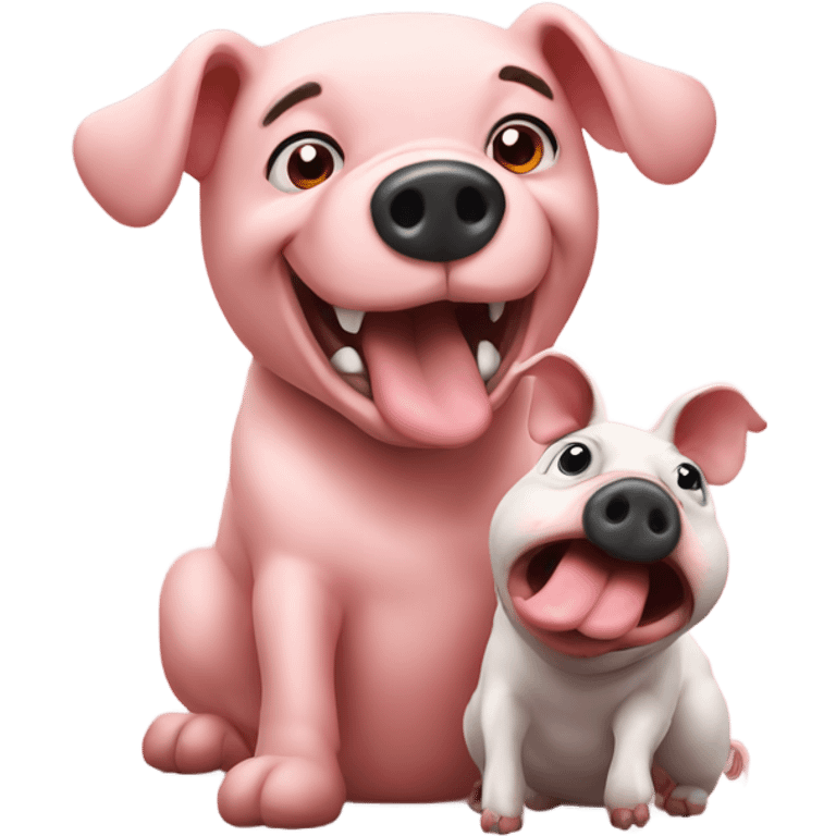 A dog slapping a pig emoji