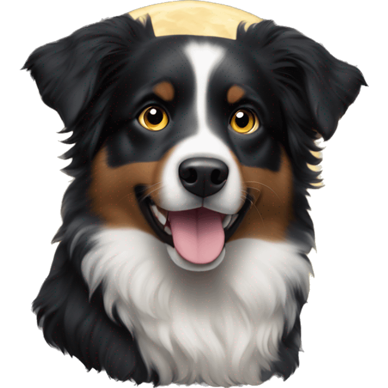 Small black australian shepherd dog moon emoji