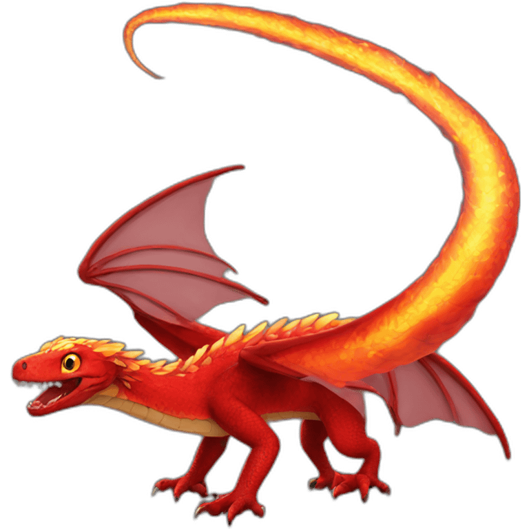 Red fire Serpant with wings emoji